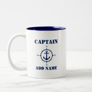 Compass Anchor Kapitän Name oder Bootname sa0a hin Zweifarbige Tasse