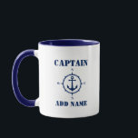 Compass Anchor Kapitän Name oder Bootname sa0b hin Tasse<br><div class="desc">Blue Compass Anker Kapitän Name oder Name des Bootes Coffee Tasse hinzufügen - Blau und Weiß</div>
