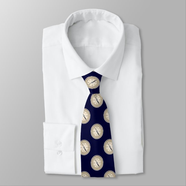 Compass auf Navy Blue Neck Tie Krawatte (Gebunden)