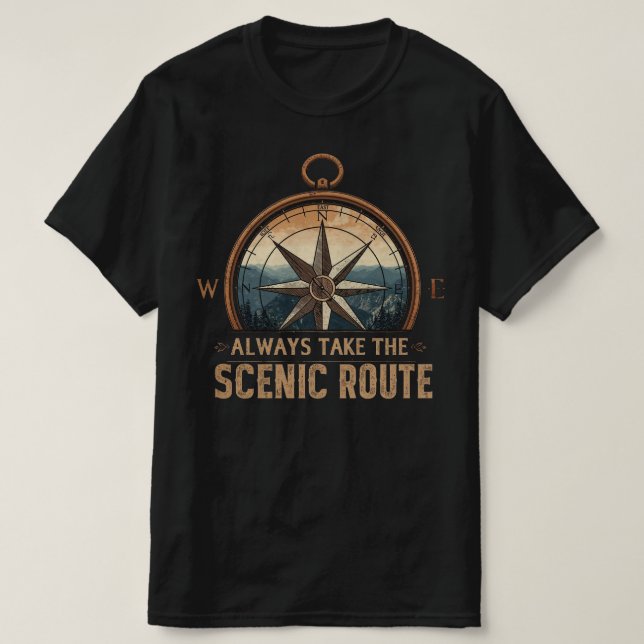 Compass Camping T-Shirt – Immer die landschaftlich (Design vorne)