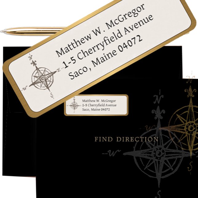 Compass Custom Rücksendeadresse GOLD Roundborder (Von Creator hochgeladen)