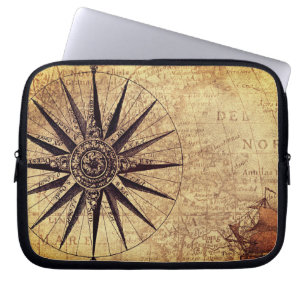 Compass Discovery Age Weltkarte Vintag Laptopschutzhülle