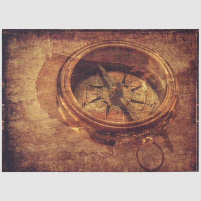 Compass Grunge 20x30 Decoupage Seidenpapier (Vorderseite)