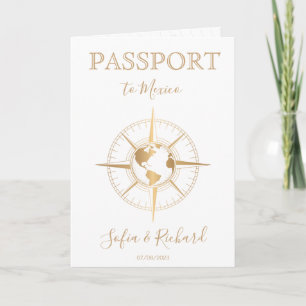 Compass Hochzeit in Urlaubsort Passport Weltkarte Einladung