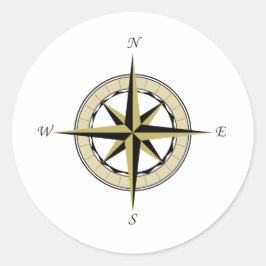 Compass Rose Art Runder Aufkleber