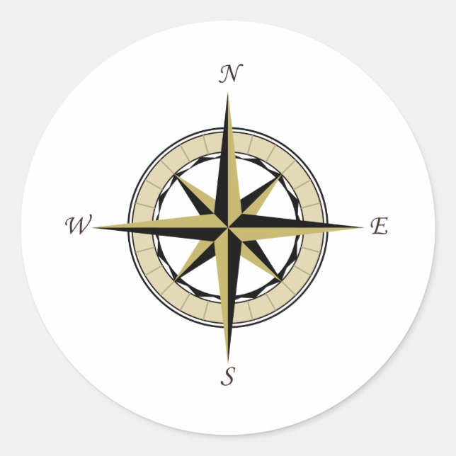 Compass Rose Art Runder Aufkleber (Vorderseite)