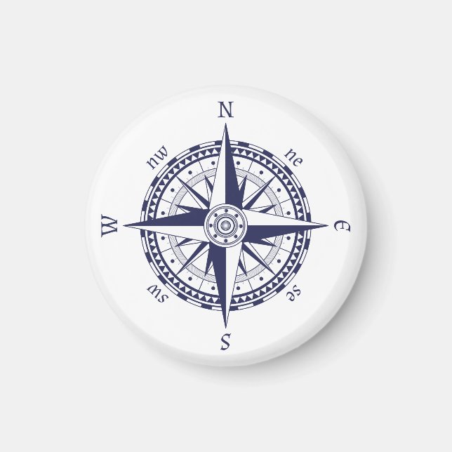Compass Rose Blue Stripes Magnet (Vorne)