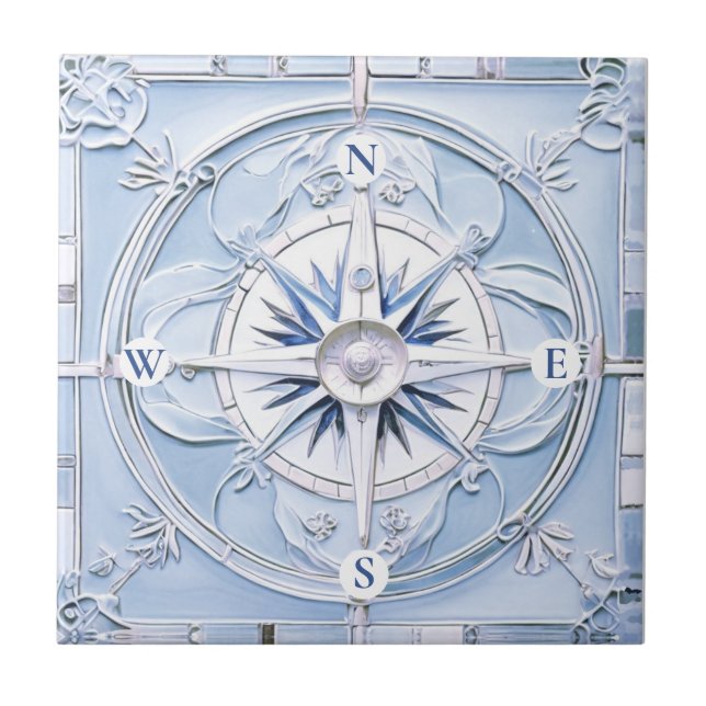 Compass Rose Jugendstil Imitate Hilfe Blau Küche Fliese (Vorderseite)