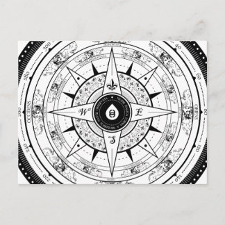 Compass-Rose - Postkarte (weiß)
