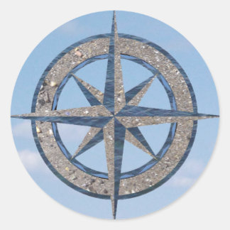 Compass-Rose (Sand, Wasser, Himmel) Runder Aufkleber