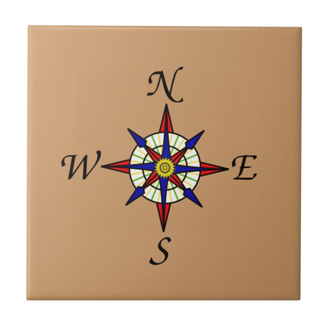 Compass Rose Tan Fliese (Vorderseite)