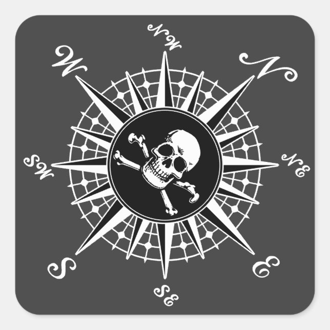 Compass Skull Quadratischer Aufkleber (Vorderseite)
