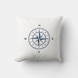 Compass Star Blue und White Nautical Kissen