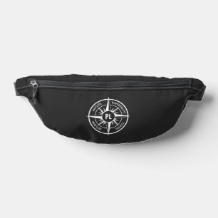 Compass star Emblem monogramm schwarz-weiß Bauchtasche