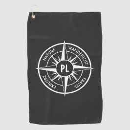 Compass star Emblem monogramm schwarz-weiß Golfhandtuch