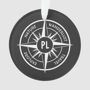 Compass star Emblem monogramm schwarz-weiß Ornament