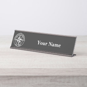 Compass star monogram personalizable embledesk n schreibtischnamensplakette
