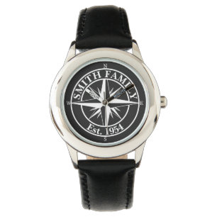 Compass Star Monogramm personalisierbares Emblem Armbanduhr