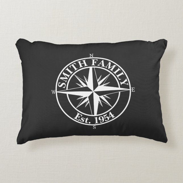 Compass Star Monogramm personalisierbares Emblem Dekokissen (Vorderseite)
