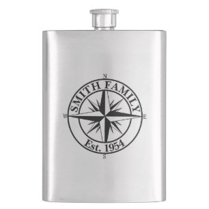 Compass Star Monogramm personalisierbares Emblem Flachmann