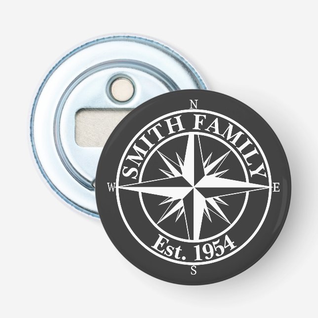 Compass Star Monogramm personalisierbares Emblem Flaschenöffner (Vorderseite)
