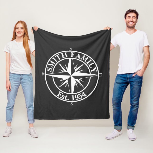Compass Star Monogramm personalisierbares Emblem Fleecedecke (Beispiel)