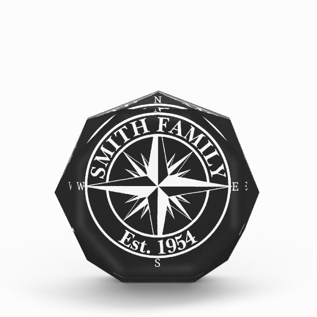 Compass Star Monogramm personalisierbares Emblem Fotoblock (Vorderseite)