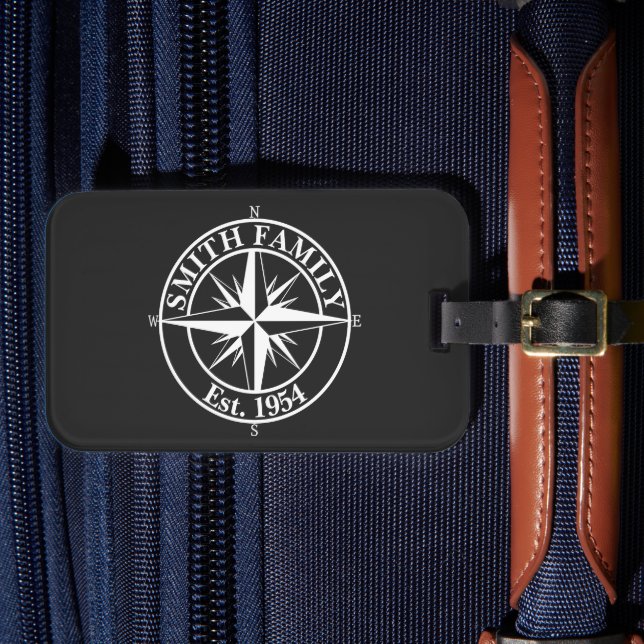 Compass Star Monogramm personalisierbares Emblem Gepäckanhänger (Vorderseite Insitu 4)