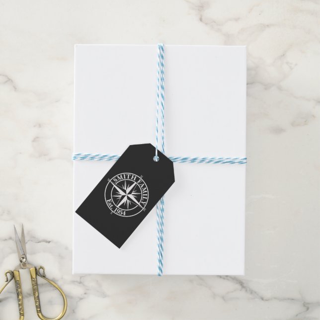 Compass Star Monogramm personalisierbares Emblem Geschenkanhänger (Mit Garn)