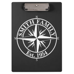 Compass Star Monogramm personalisierbares Emblem Klemmbrett