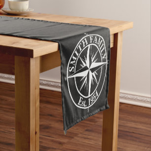Compass Star Monogramm personalisierbares Emblem Kurzer Tischläufer