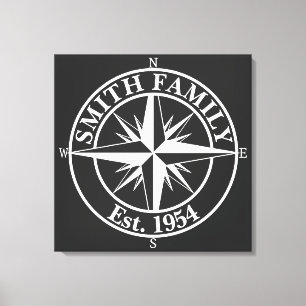 Compass Star Monogramm personalisierbares Emblem Leinwanddruck