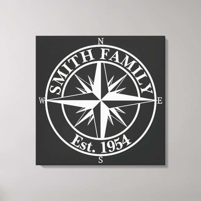 Compass Star Monogramm personalisierbares Emblem Leinwanddruck (Vorderseite)