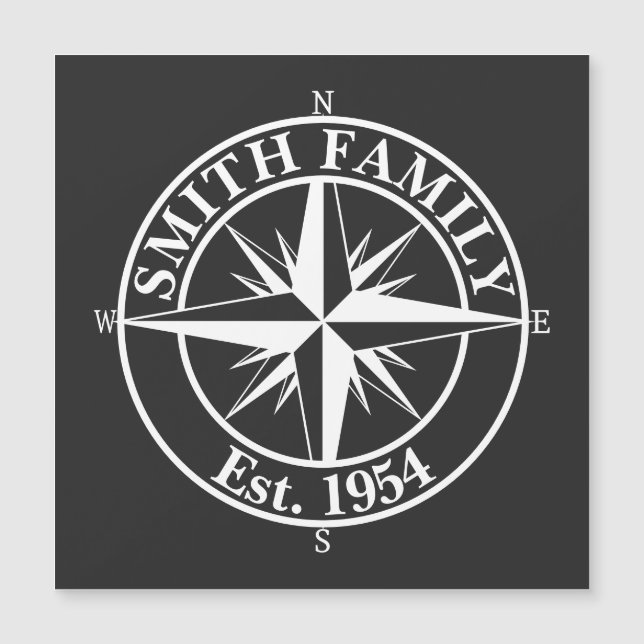 Compass Star Monogramm personalisierbares Emblem Magnetkarte (Vorderseite)