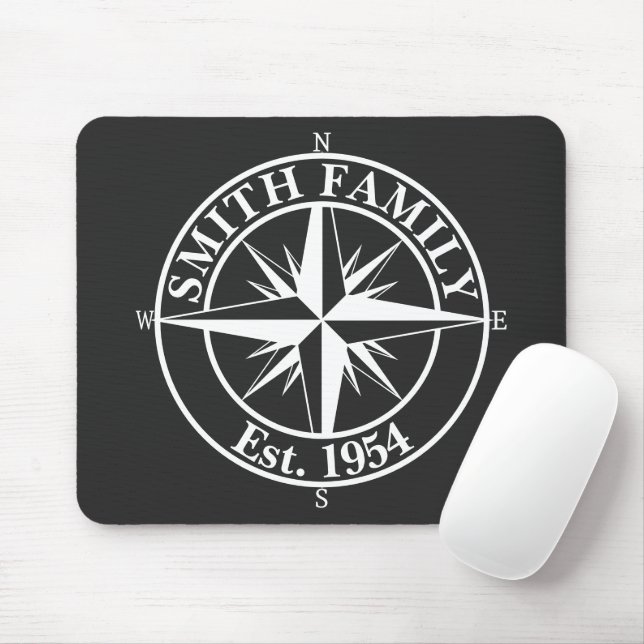 Compass Star Monogramm personalisierbares Emblem Mousepad (Mit Mouse)