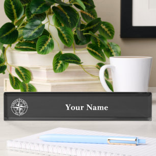 Compass Star Monogramm personalisierbares Emblem Namensplakette