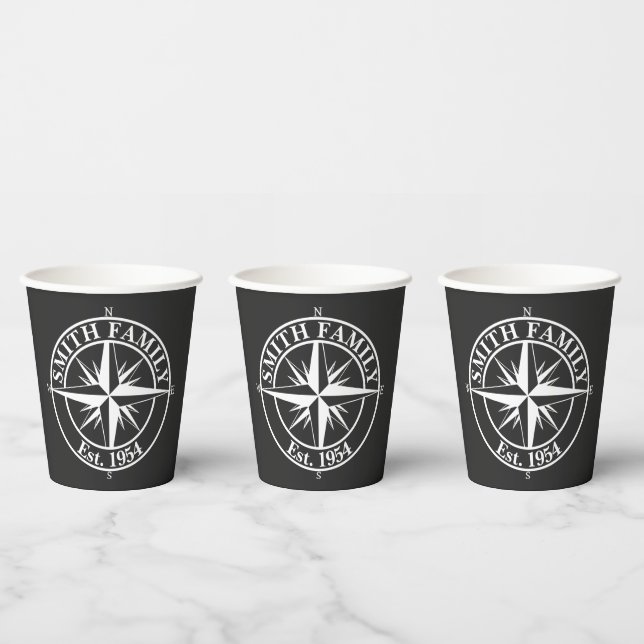 Compass Star Monogramm personalisierbares Emblem Pappbecher (Multi)