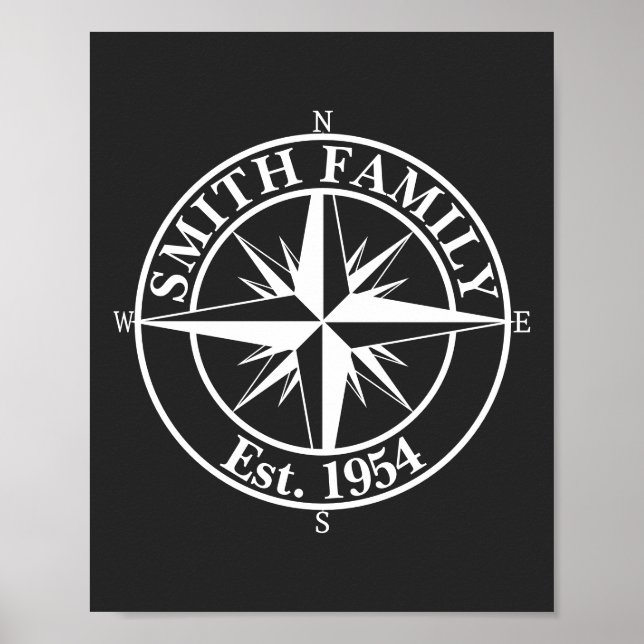 Compass Star Monogramm personalisierbares Emblem Poster (Vorne)