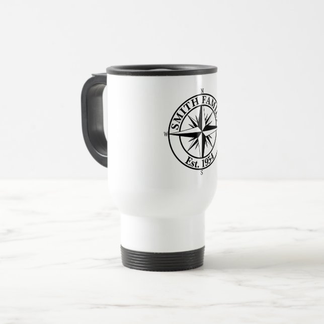 Compass Star Monogramm personalisierbares Emblem Reisebecher (Vorderseite Links)