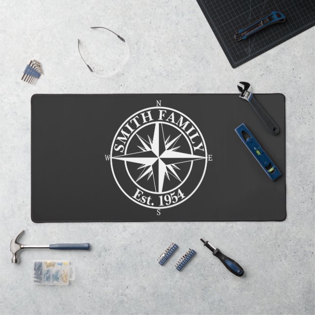 Compass Star Monogramm personalisierbares Emblem Schreibtischunterlage (Arbeitsplatz)