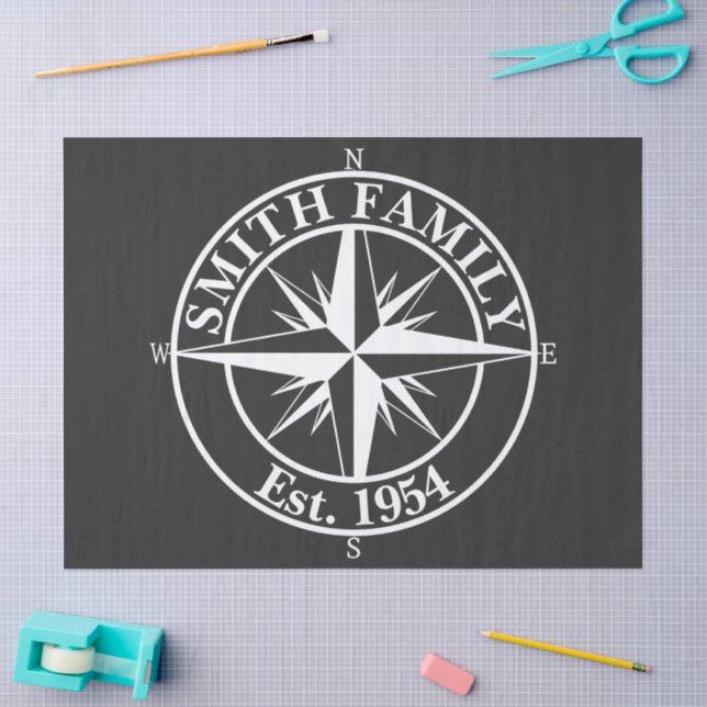 Compass Star Monogramm personalisierbares Emblem Seidenpapier (Basteln)