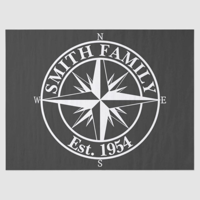 Compass Star Monogramm personalisierbares Emblem Seidenpapier (Vorderseite)