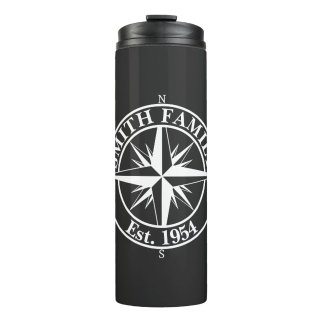 Compass Star Monogramm personalisierbares Emblem Thermosbecher (Vorderseite)