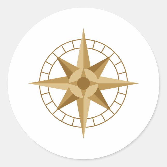 Compass Star Runder Aufkleber (Vorderseite)