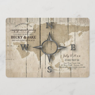 Compass und World Map Engagement Party Einladung