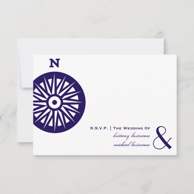 Compass Wedding RSVP Karte (Vorderseite)