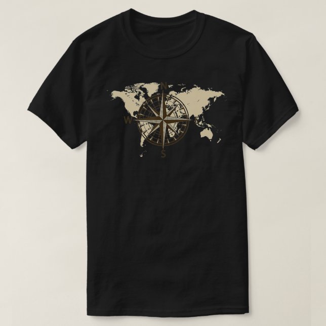 Compass World Map Gravitation Adventure T-Shirt (Design vorne)