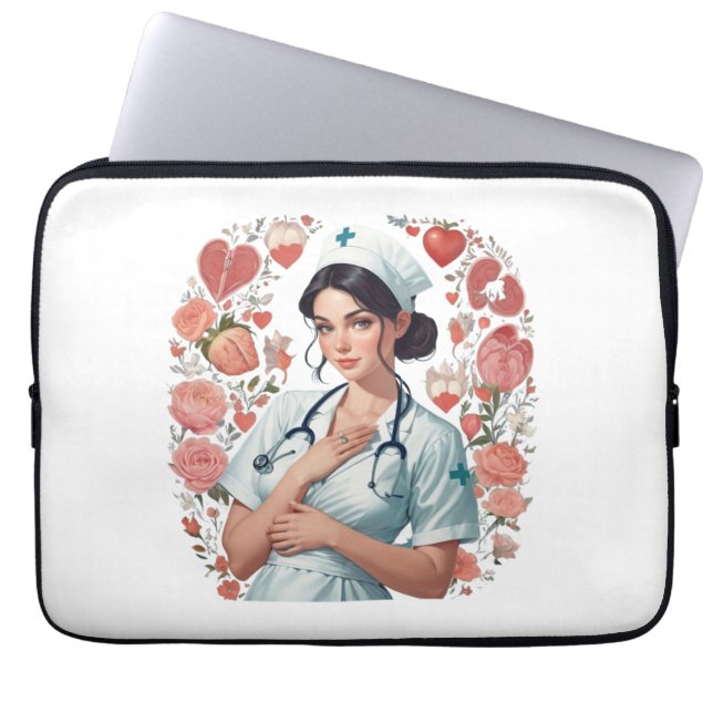 Compassionate Nurse - Elegant Floral Art Illustrat Laptopschutzhülle (Vorderseite)
