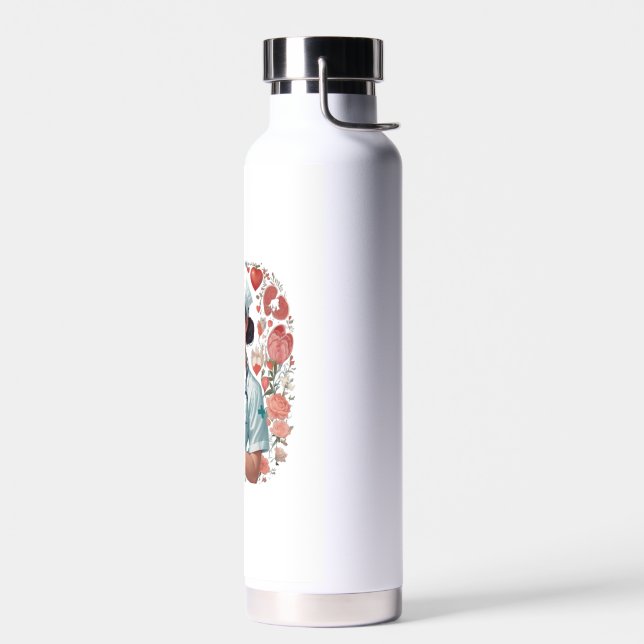 Compassionate Nurse - Elegant Floral Art Illustrat Trinkflasche (Links)