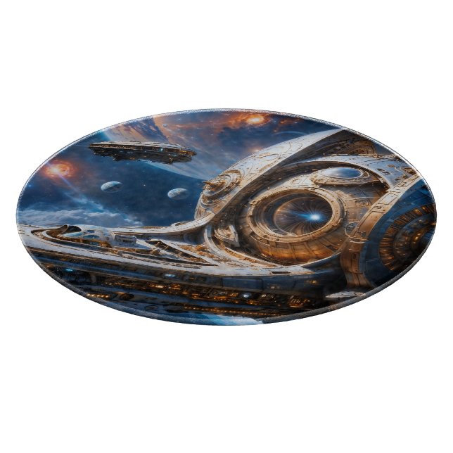 Compellione Galactic Cruiser Al Art von Xzendor7 Schneidebrett (Ecke)